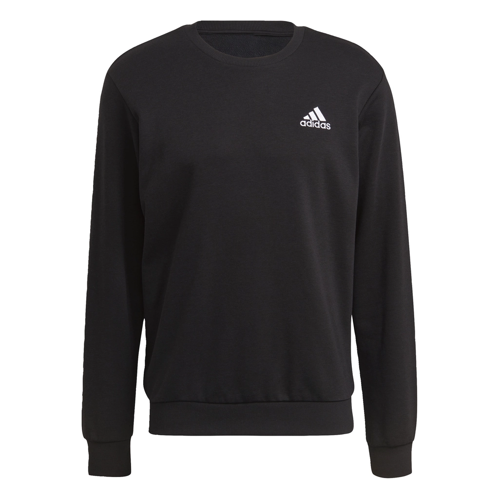 Adidas Originals Mens Essentials Embroidered Small Logo Sweatshirt - Black/White Cotton - Size Medium
